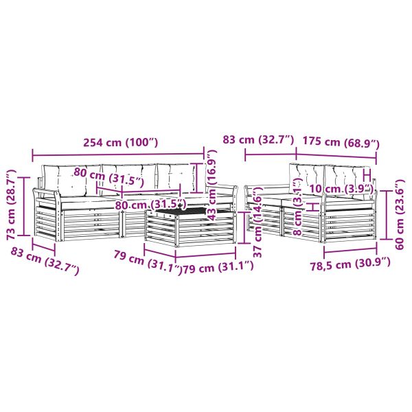 Комплект дивани за открито 6 pcs Натурален и Бежов