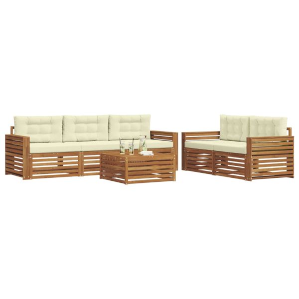 Комплект дивани за открито 6 pcs Натурален и Крема