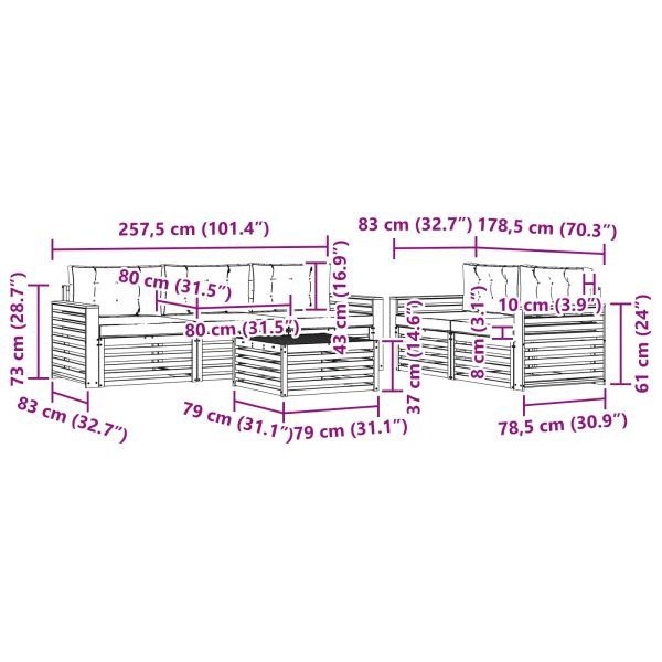 Комплект дивани за открито 6 pcs Натурален и Крема