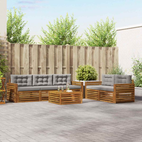 Комплект дивани за открито 6 pcs Естествено и светло сиво