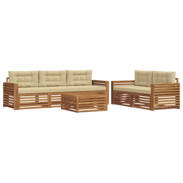 Комплект дивани за открито 6 pcs Натурален и Бежов