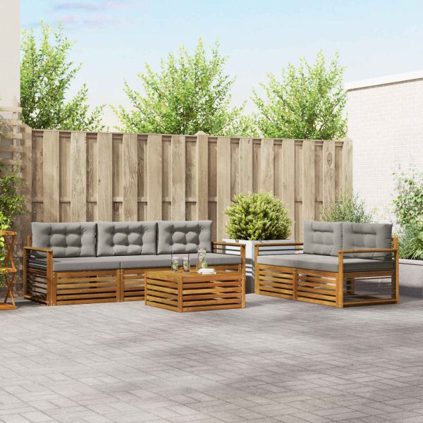 Комплект дивани за открито 6 pcs Естествено и светло сиво