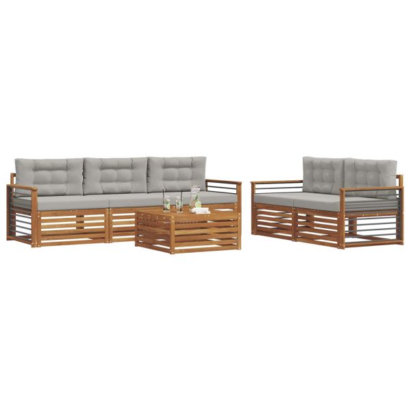 Комплект дивани за открито 6 pcs Естествено и светло сиво