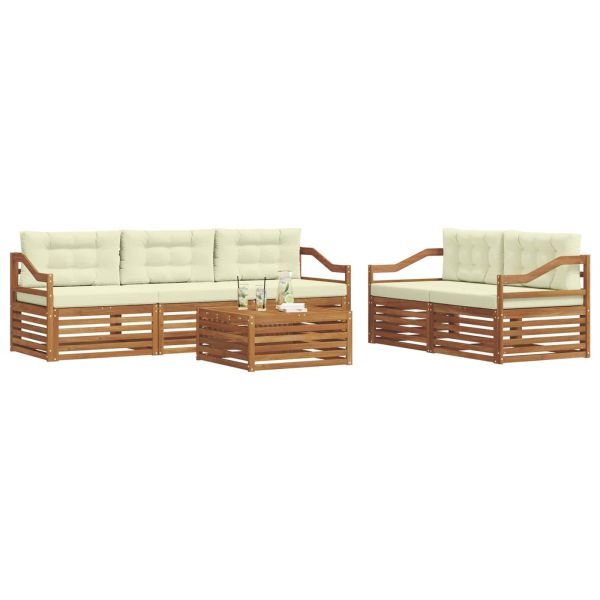 Комплект дивани за открито 6 pcs Натурален и Крема