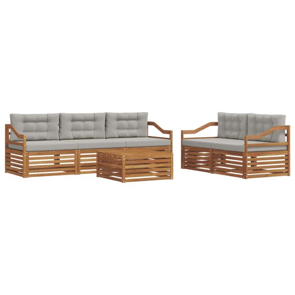 Комплект дивани за открито 6 pcs Естествено и светло сиво