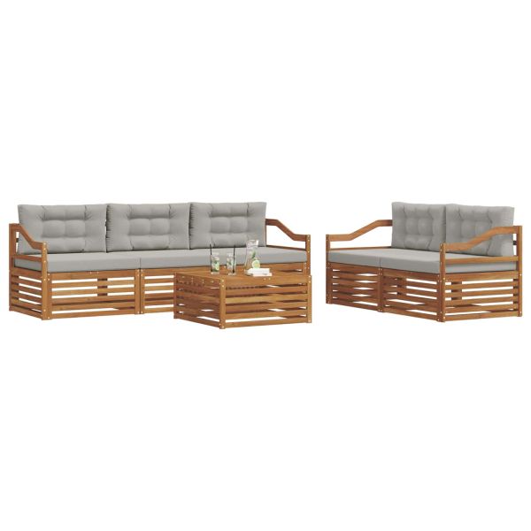 Комплект дивани за открито 6 pcs Естествено и светло сиво