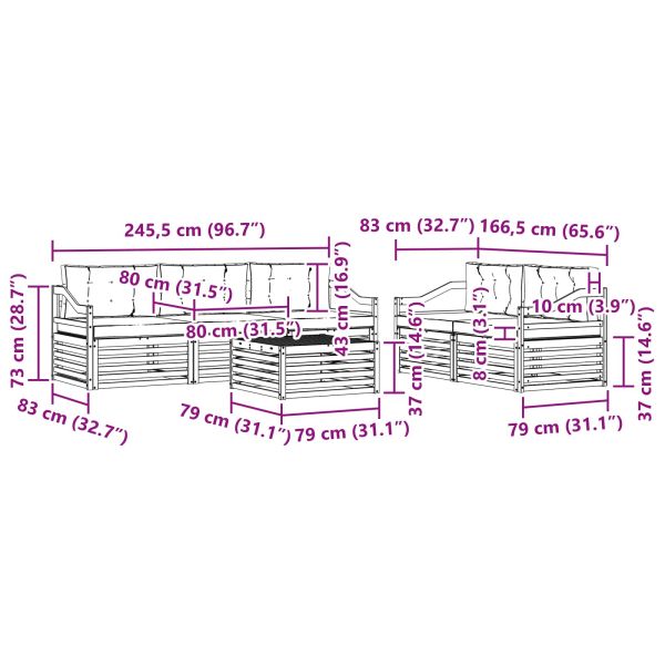 Комплект дивани за открито 6 pcs Естествено и светло сиво