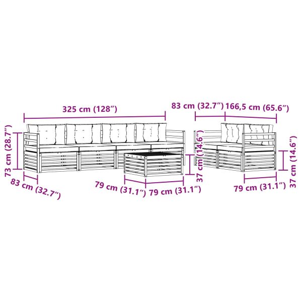 Комплект дивани за открито 7 pcs Натурален и Бежов