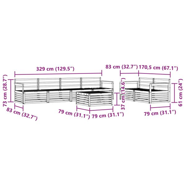 Комплект дивани за открито 7 pcs Естествен