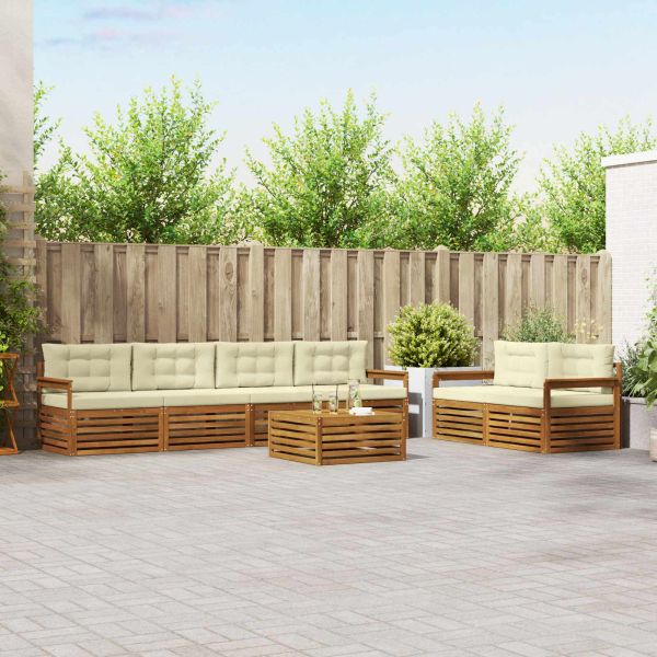 Комплект дивани за открито 7 pcs Натурален и Крема