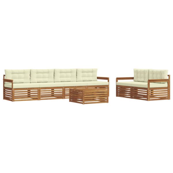 Комплект дивани за открито 7 pcs Натурален и Крема