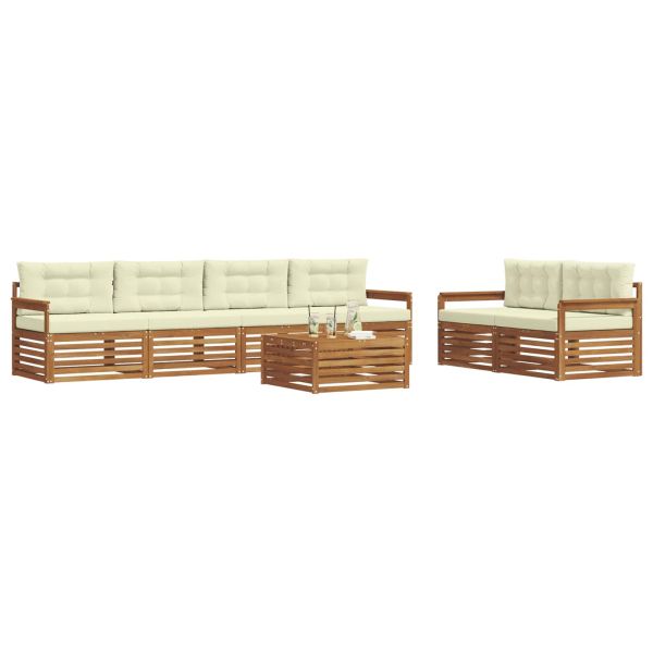 Комплект дивани за открито 7 pcs Натурален и Крема