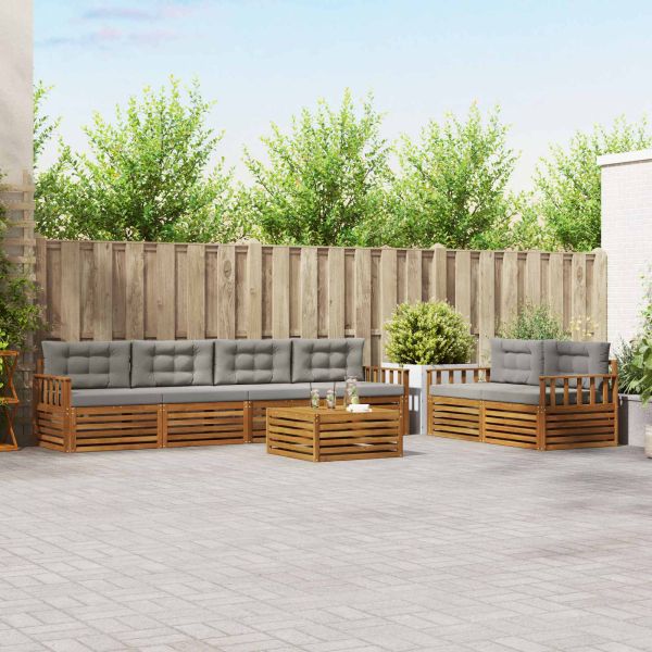 Комплект дивани за открито 7 pcs Естествено и светло сиво