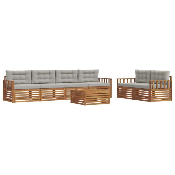 Комплект дивани за открито 7 pcs Естествено и светло сиво