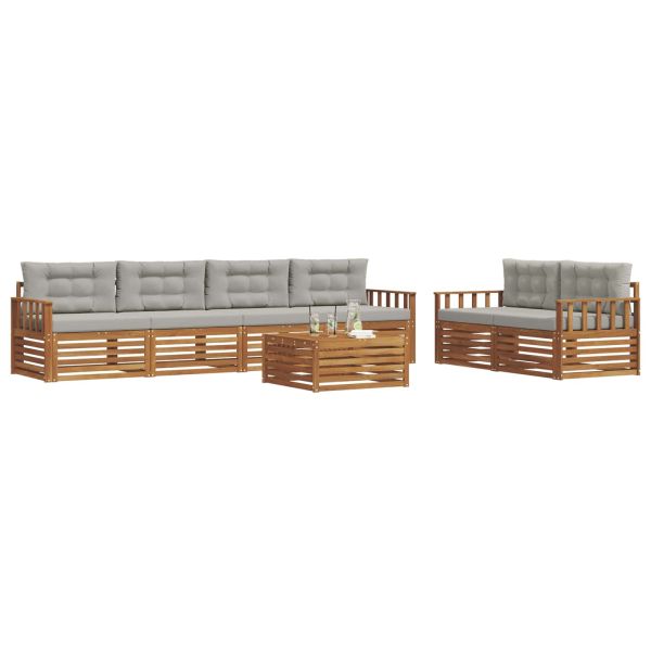 Комплект дивани за открито 7 pcs Естествено и светло сиво