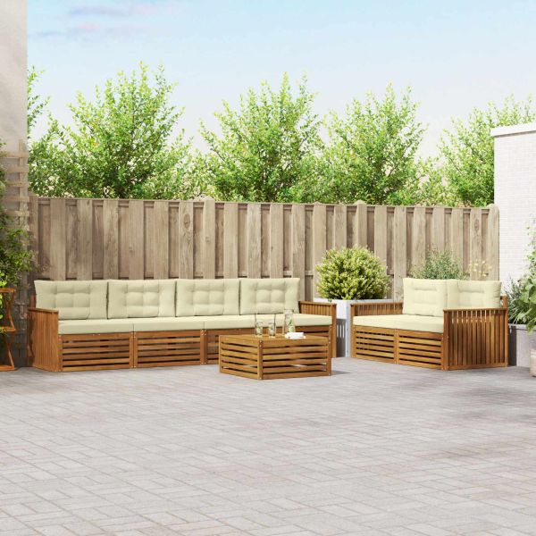 Комплект дивани за открито 7 pcs Натурален и Крема