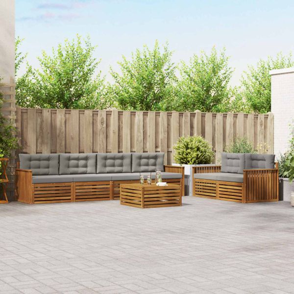 Комплект дивани за открито 7 pcs Естествено и светло сиво