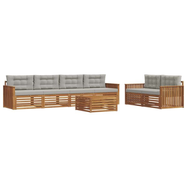 Комплект дивани за открито 7 pcs Естествено и светло сиво