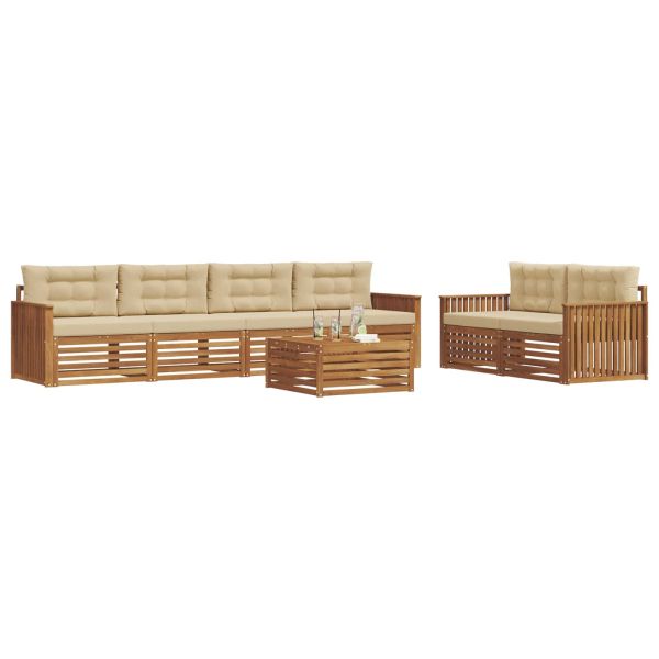 Комплект дивани за открито 7 pcs Натурален и Бежов