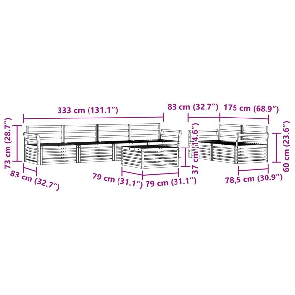 Комплект дивани за открито 7 pcs Естествен