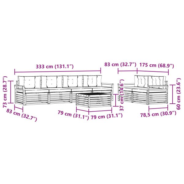 Комплект дивани за открито 7 pcs Естествено и светло сиво