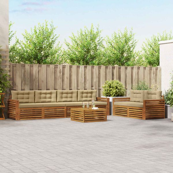 Комплект дивани за открито 7 pcs Натурален и Бежов
