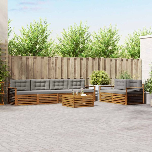 Комплект дивани за открито 7 pcs Естествено и светло сиво