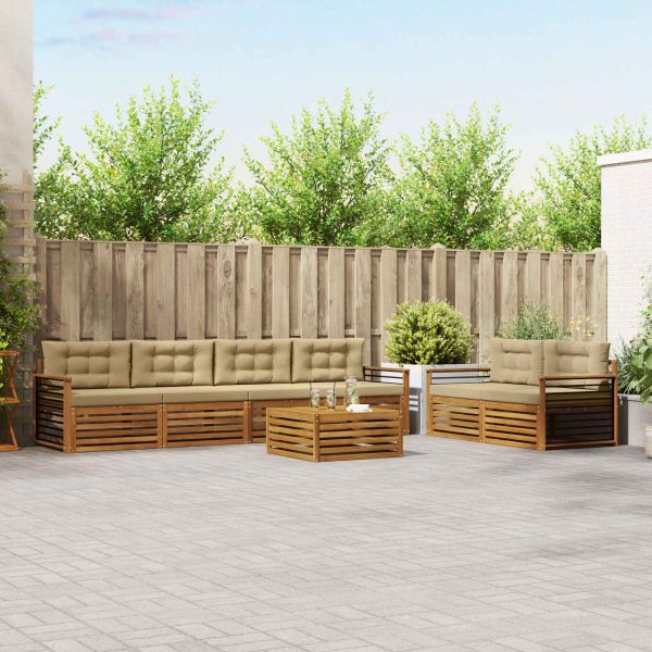 Комплект дивани за открито 7 pcs Натурален и Бежов