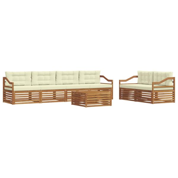 Комплект дивани за открито 7 pcs Натурален и Крема