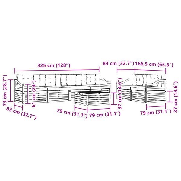 Комплект дивани за открито 7 pcs Натурален и Бежов