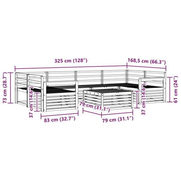 Комплект дивани за открито 7 pcs Естествен