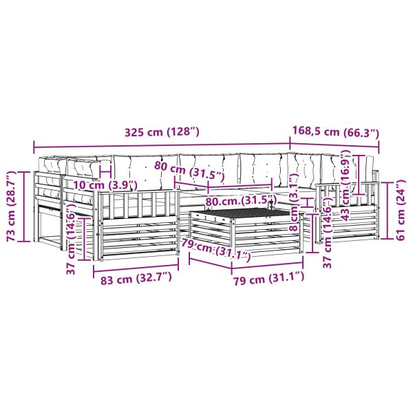 Комплект дивани за открито 8 pcs Натурален и Бежов