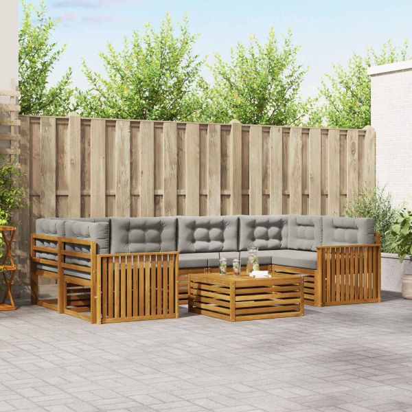 Комплект дивани за открито 7 pcs Естествено и светло сиво