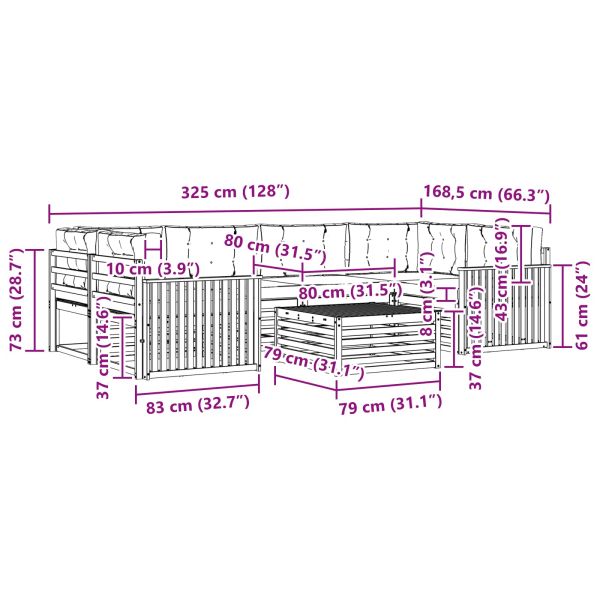 Комплект дивани за открито 7 pcs Естествено и светло сиво