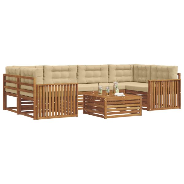 Комплект дивани за открито 8 pcs Натурален и Бежов