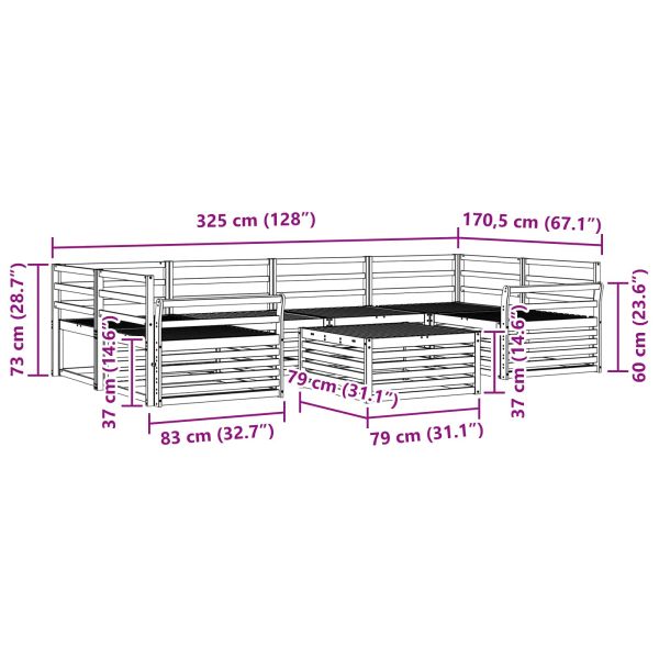 Комплект дивани за открито 7 pcs Естествен