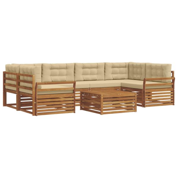 Комплект дивани за открито 8 pcs Натурален и Бежов