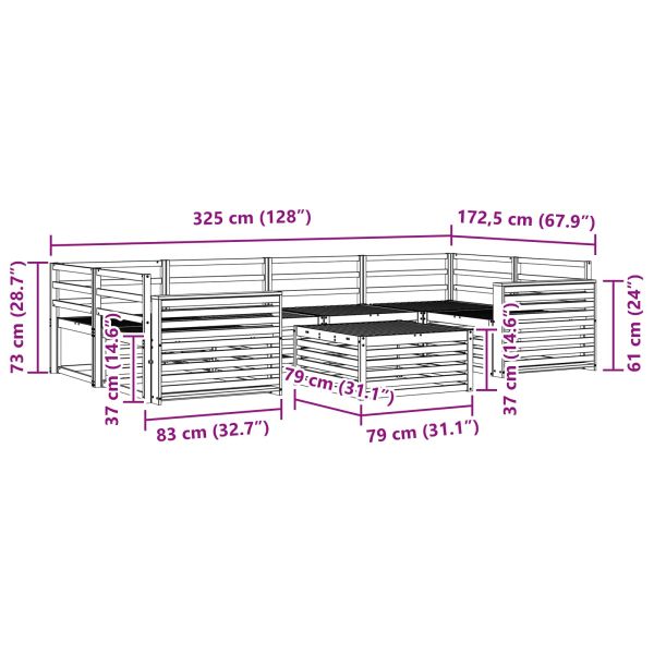 Комплект дивани за открито 7 pcs Естествен