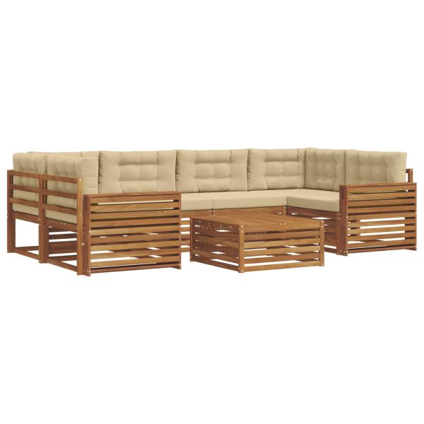 Комплект дивани за открито 8 pcs Натурален и Бежов