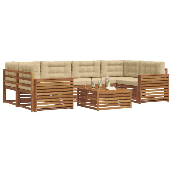 Комплект дивани за открито 8 pcs Натурален и Бежов