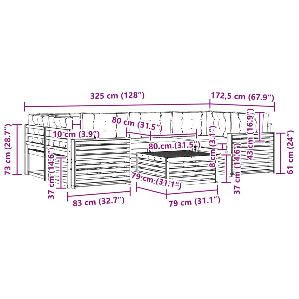 Комплект дивани за открито 8 pcs Натурален и Бежов