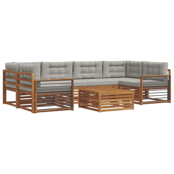 Комплект дивани за открито 7 pcs Естествено и светло сиво