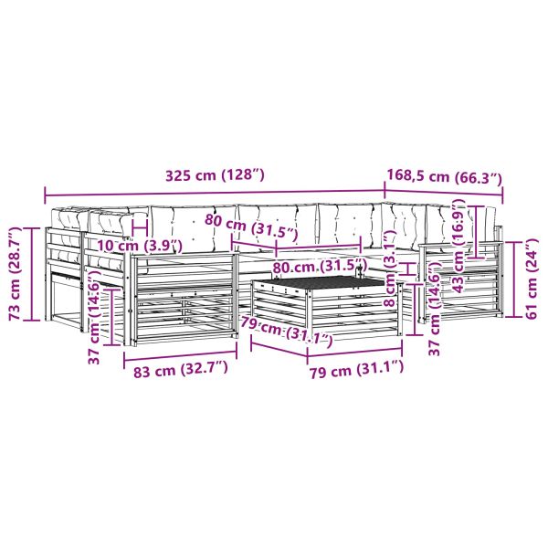 Комплект дивани за открито 8 pcs Натурален и Бежов
