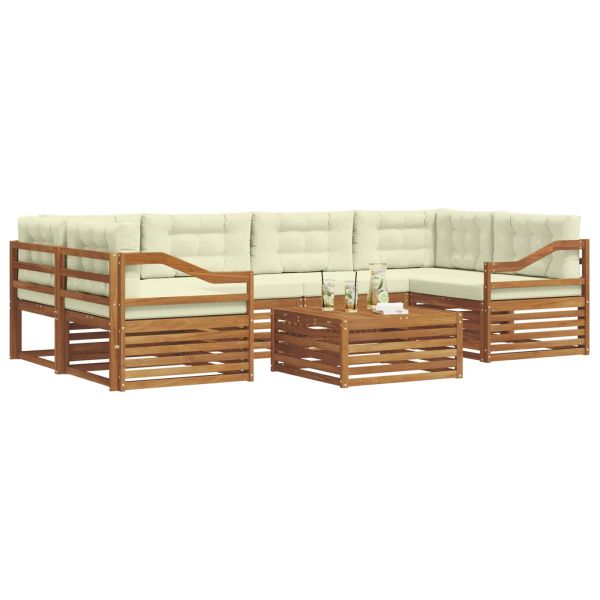Комплект дивани за открито 8 pcs Натурален и Крема