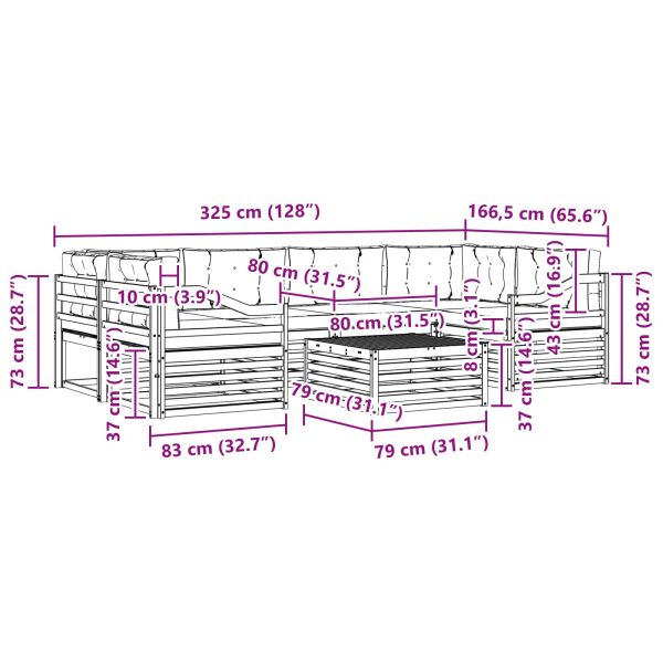 Комплект дивани за открито 8 pcs Натурален и Бежов