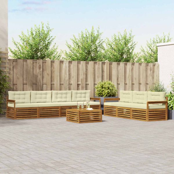Комплект дивани за открито 8 pcs Натурален и Крема