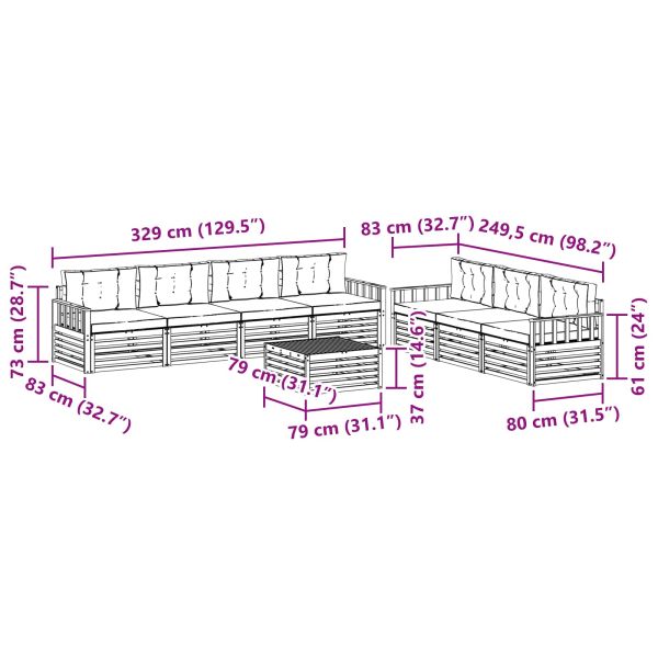 Комплект дивани за открито 8 pcs Естествено и светло сиво