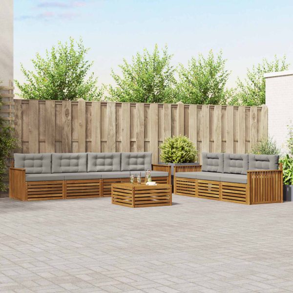 Комплект дивани за открито 8 pcs Естествено и светло сиво