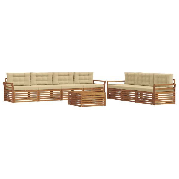Комплект дивани за открито 8 pcs Натурален и Бежов