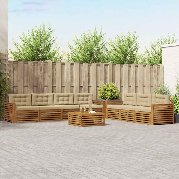 Комплект дивани за открито 8 pcs Натурален и Бежов
